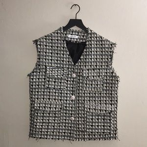 HeiWeiJiang Japan Check Textured Cotton Vest